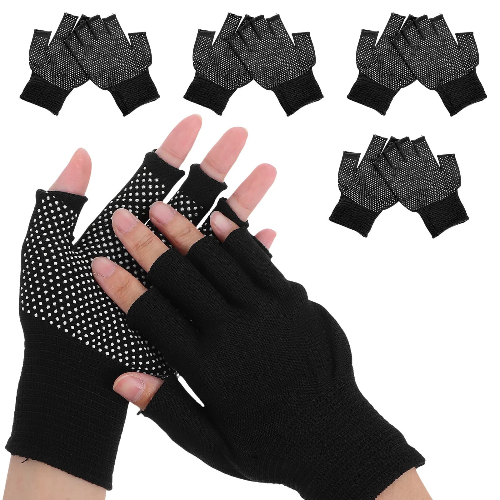5 paia di guanti da ciclismo per donna senza punte per le dita, guanti senza dita, neri, per gaming, mani fredde