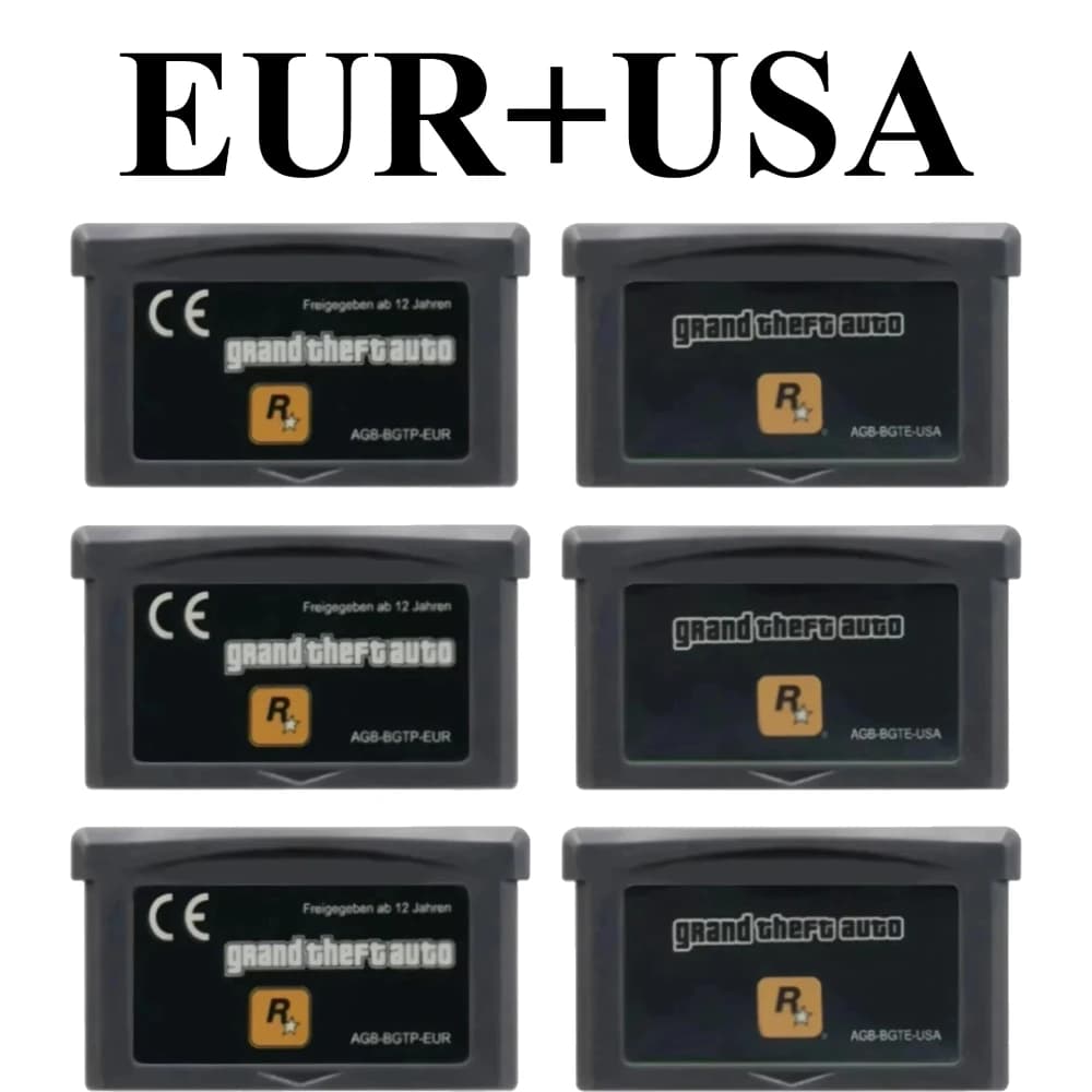 2 Styles USA/EUR GBA Game Cartridge 32-Bit Video Game Console Card Grand Theft Auto Advance GBA Game 32-Bit Video Game