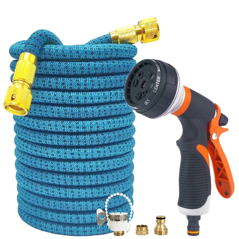 Tubo da Giardino Estensibile 25FT-125FT con Pistola a 8 Funzioni Regolabile per Lavaggio Auto, Forniture per Irrigazione
