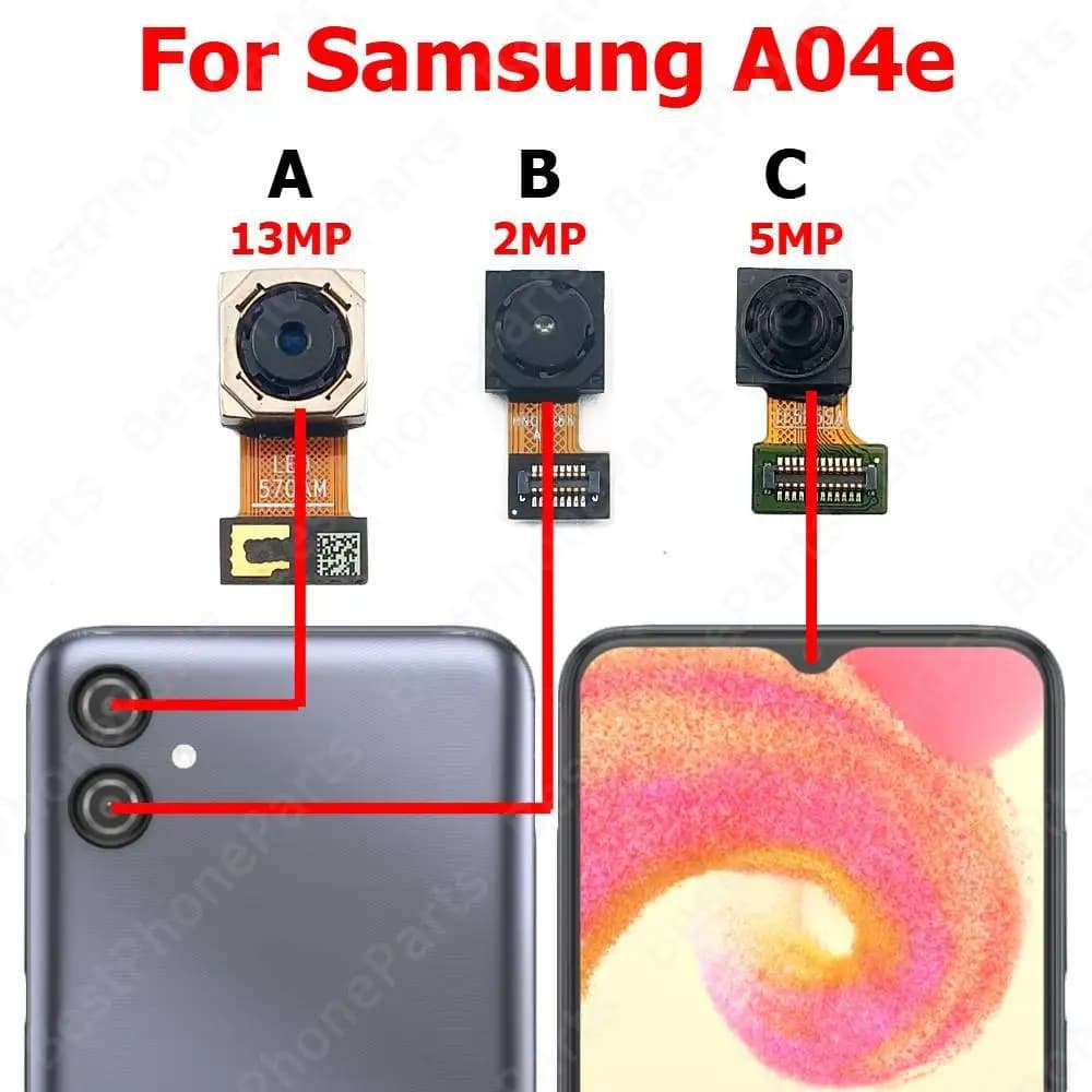 Fotocamera Posteriore e Frontale per Samsung A04e A042F A042M, Modulo Fotocamera Selfie Frontale e Posteriore, Parti di Ricambio per Telefoni Cellulari
