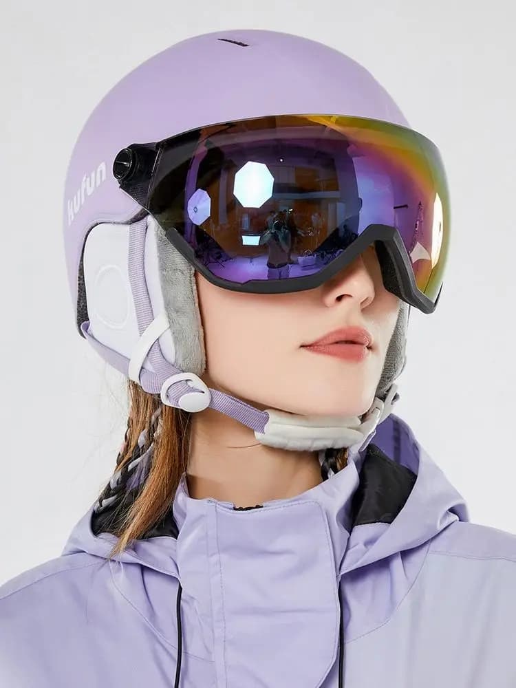Casco da sci con occhiali da snowboard Visiera 2 in 1 modellata integralmente Uomo Donna Inverno Sport sulla neve Outdoor Ragazze Ragazzi Bambini Bambini