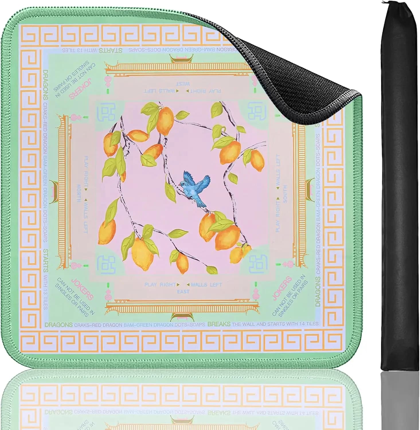 Tappetino Stampato per Mahjong 33x33, Antiscivolo e Fonoassorbente per Giochi, Poker e Domino
