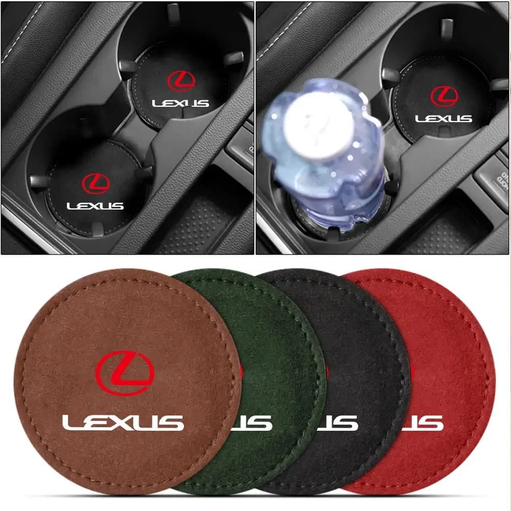 2PCS Suede Car Cup Holder Anti-Slip Coasters Mat Interior Accessories For Lexus CT200H IS300H IS200 IS250 RX350 NX200 GS430 450H