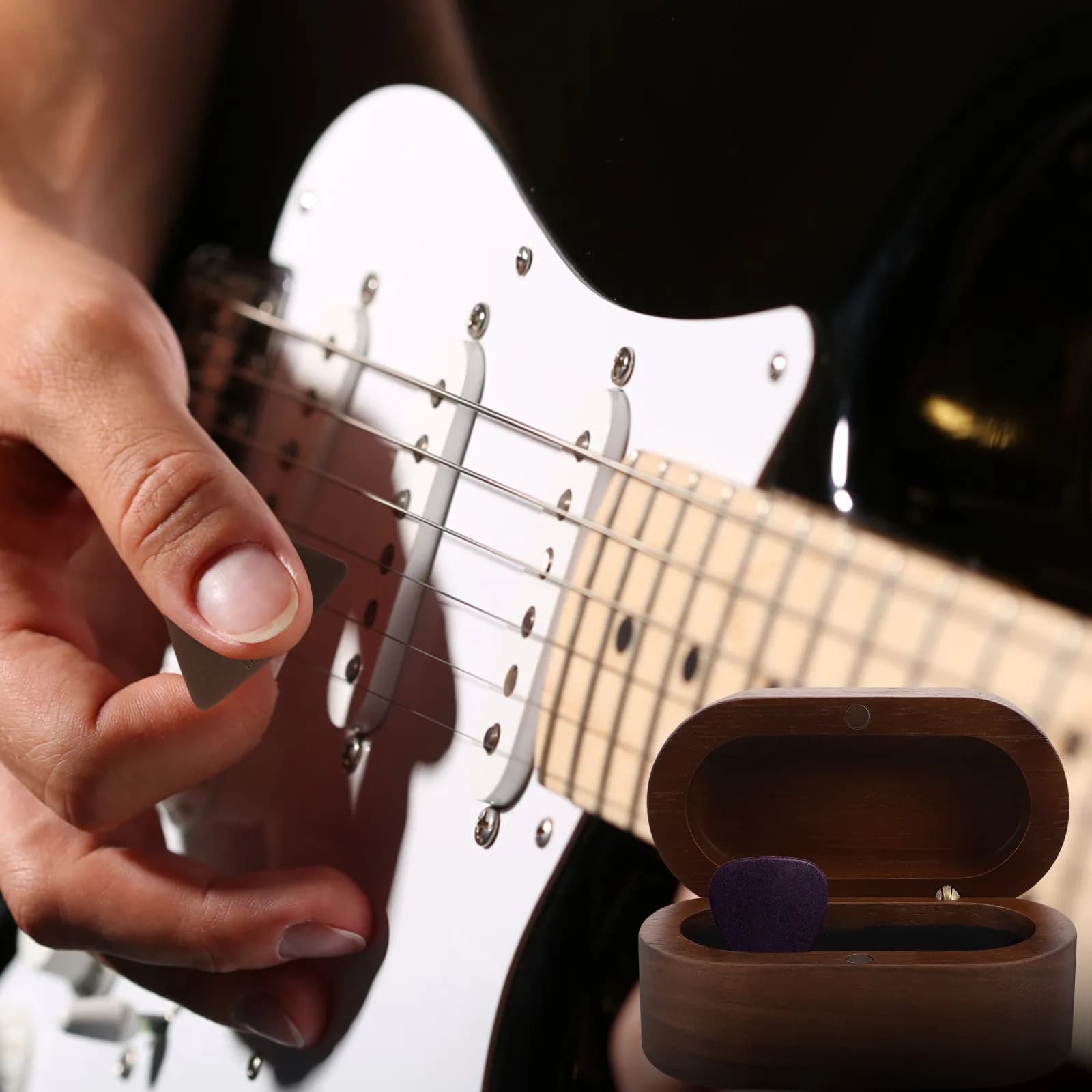 Portaplettro per Chitarra, Costruzione Robusta e Resistente ai Graffi, Scatola Portatile Multifunzione per Conservare Plettri, per Musicisti