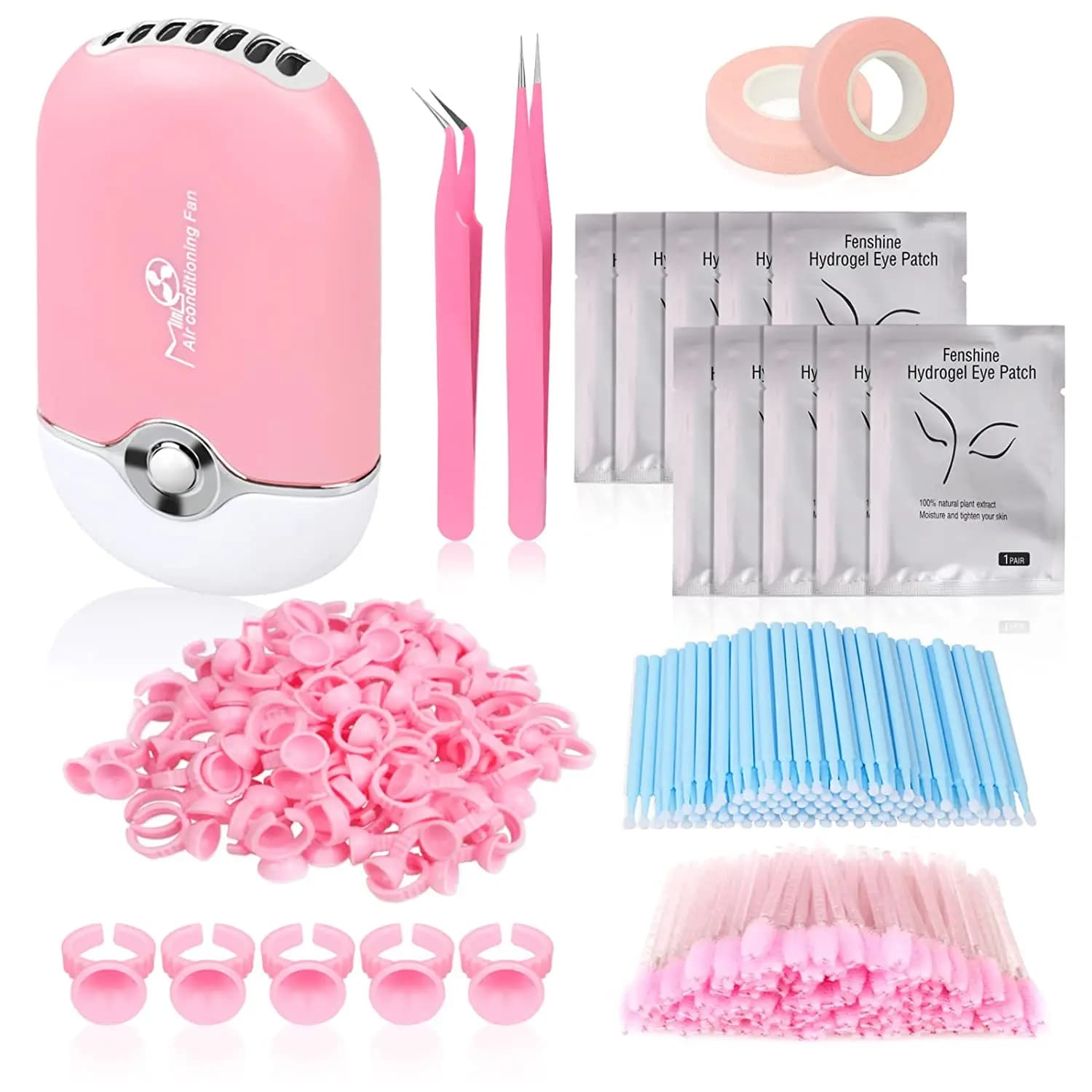 Supplies Kit for Eyelash Extension Fan for Eyelashes Dryers Eye Bearings Toppe Glue Rings Mascara Micro Brushes Applicators