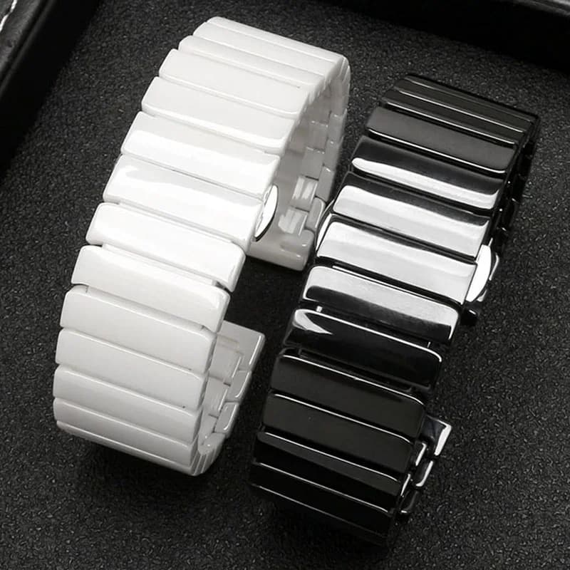 Ceramic bracelet 16 18 20 22 24mm black white strap watch wrist strap 100% ceramic