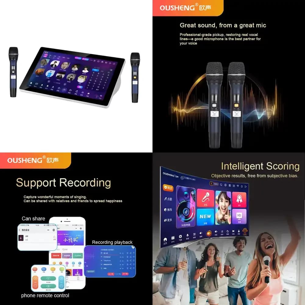 Macchina per Karaoke All-in-One con Schermo Touch da 18,5 Pollici e Amplificatore Integrato per Intrattenimento Domestico e Feste Familiari
