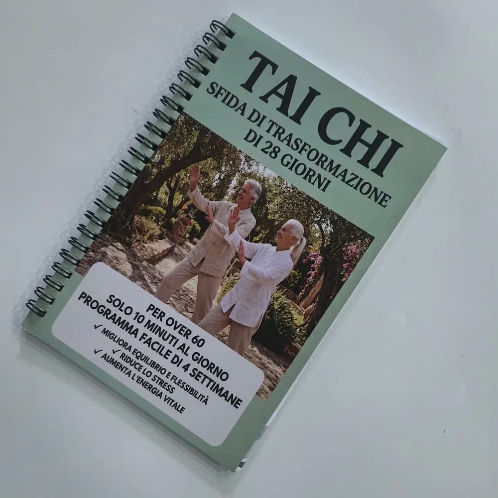 Versione italiana dei libri di esercizi Tai Chi per anziani e principianti, con copertina a spirale, con esercizi progressivi, routine delicate, allenamento fitness