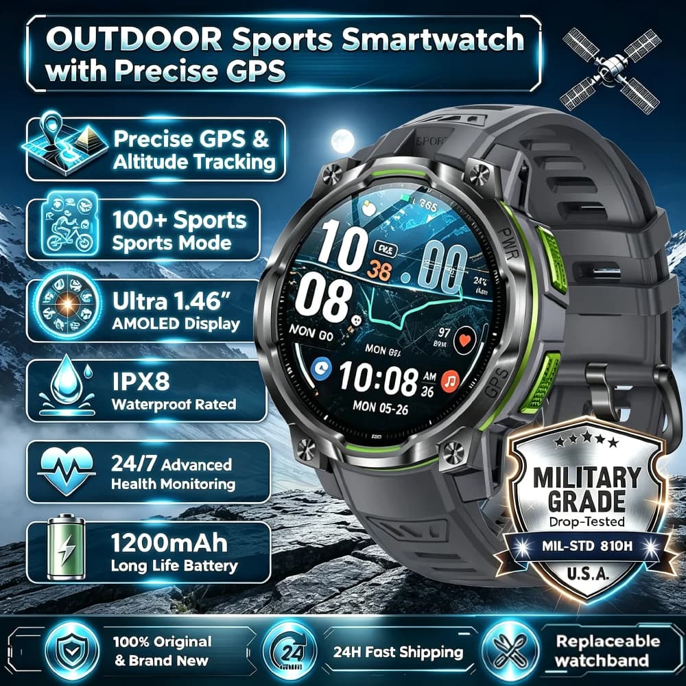 2026New All-Terrain Accurate GPS Offline Map Smart Watch Outdoor Sports Built-in GPS Compass IPX8 Waterproof BT Call Watchs Men