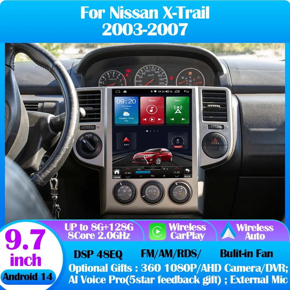 Android 14 For Nissan X-Trail 2003-2007 9.7 "7862S Autoradio Video player Multimedia Carplay Auto GPS Navi No 2din DVD HU Audio