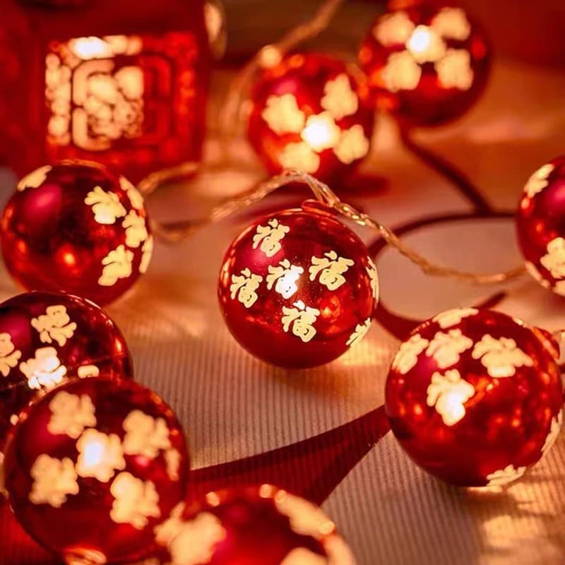 Decorazioni di Capodanno Personaggio cinese Fu Palla di Natale Luci a LED Stringa Soggiorno Grande festival di primavera rosso Forniture di Capodanno
