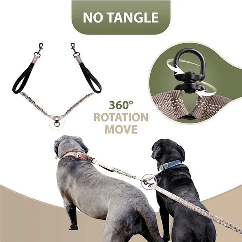 Hot Sale-Double Dog Leash Double Handle Dog Leash Waist Leash For Dog Walking