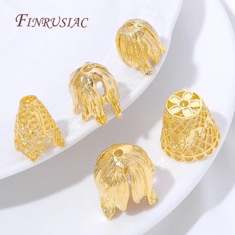 18K gold plated tassel terminals, wholesale jewelry components, fringe beads caps for creating bracelets and necklaces, DIY accessories