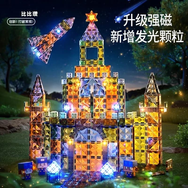 Blocchi Magnetici da Costruzione Fai-da-Te, Piastrelle Luminose Colorate per Finestre, Giocattolo Educativo STEM, Regalo per Bambini