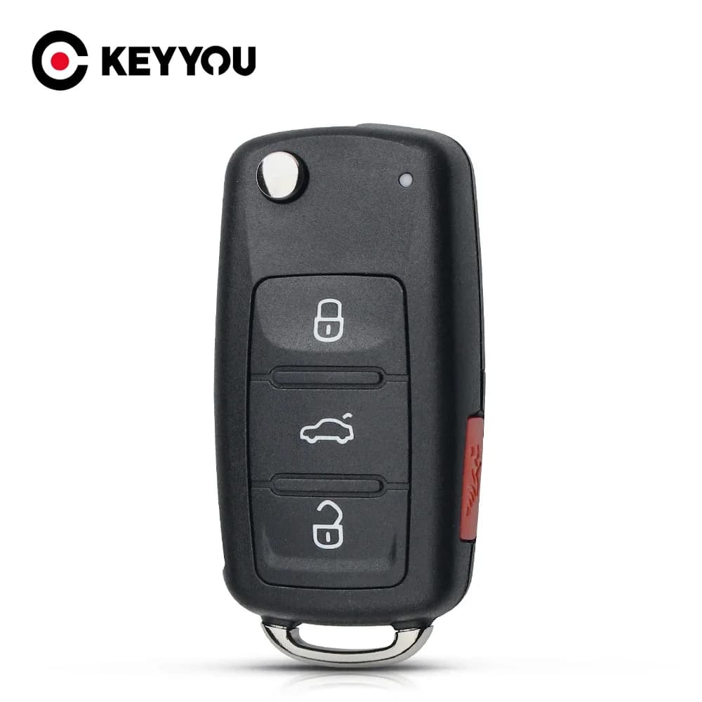 KEYYOU Per VW Eos Golf GTI Passat Touareg Jetta Beetle Polo Up Tiguan Touran Touareg 5K 0837202 Custodia per chiave remota AD 4 pulsanti
