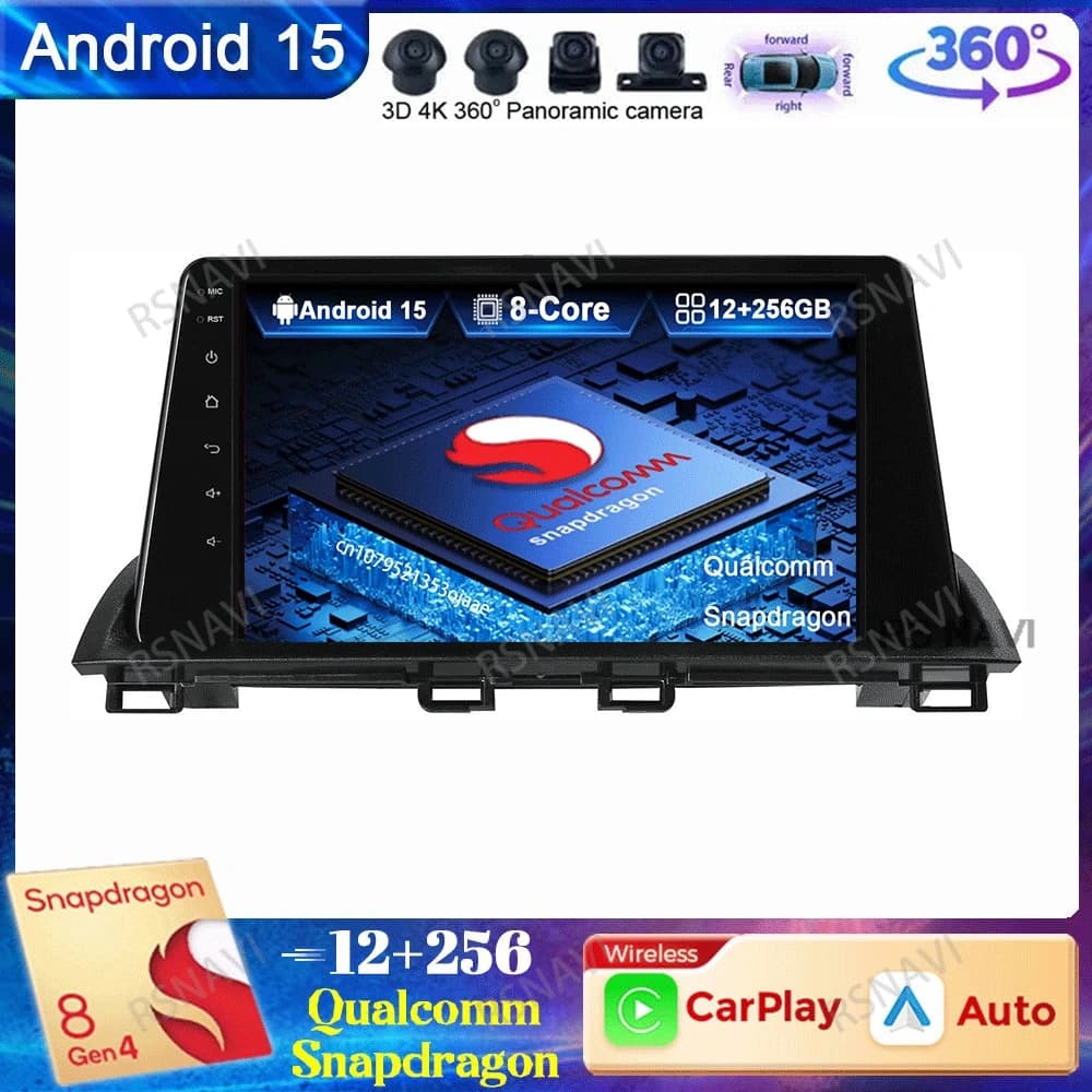 Car Radio Android 15 Car Radio For Mazda 3 Axela 2014-2019 DVD GPS Wireless Carplay Auto Stereo DSP 5G WIFI QLED Qualcomm BT