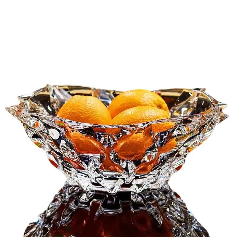 Piatto portafrutta in vetro cristallo, stile moderno e lussuoso, per soggiorno, ideale per frutta secca, melone, caramelle e frutta.