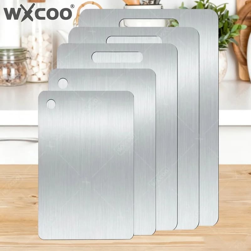 WXCOO Tagliere Bifacciale in Acciaio Inox per Cucina, per Verdure, Frutta, Alimenti per Bambini e Impasto