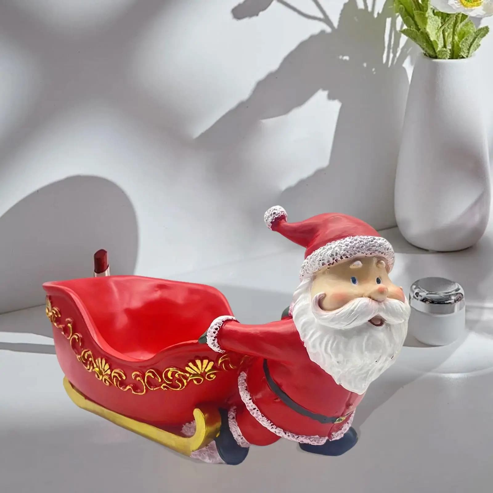 Statua di Babbo Natale con ciotola portaoggetti Organizzatore da scrivania Scultura natalizia Contenitore per articoli vari Portachiavi per corridoio Ufficio Camera da letto