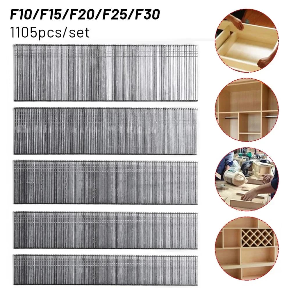 1105 pezzi chiodi Brad dritti per pistola sparachiodi elettrica cucitrice chiodatrici graffette F15 F20 F25 F30 per giardinaggio domestico fai da te-lavorazione del legno