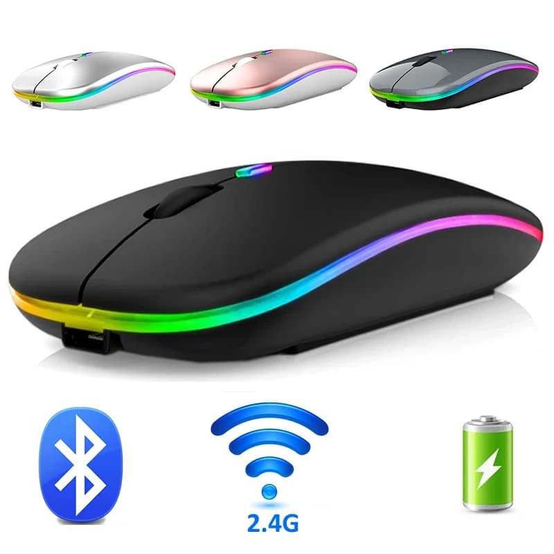Wireless Bluetooth Mouse Rechargeable Dual Mode 2.4G Silent Ergonomic Mouse with PC Computer iPad Laptop 3600 DPI