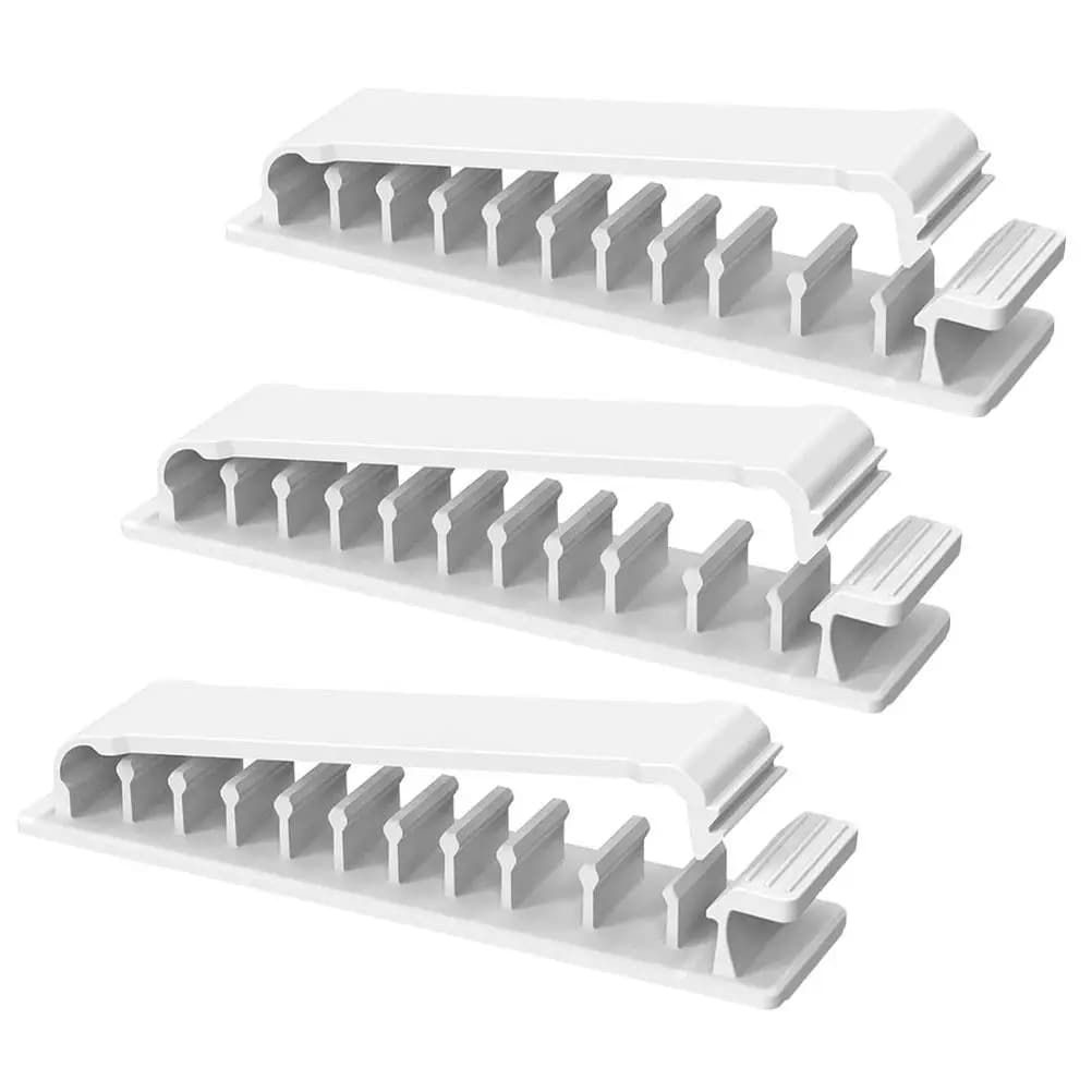 Set di 3 Clip Autoadesive per Cavi, 10 Supporti (2 Grandi, 8 Piccoli) per Cuffie, Cavi USB e Organizzazione Fili da Scrivania