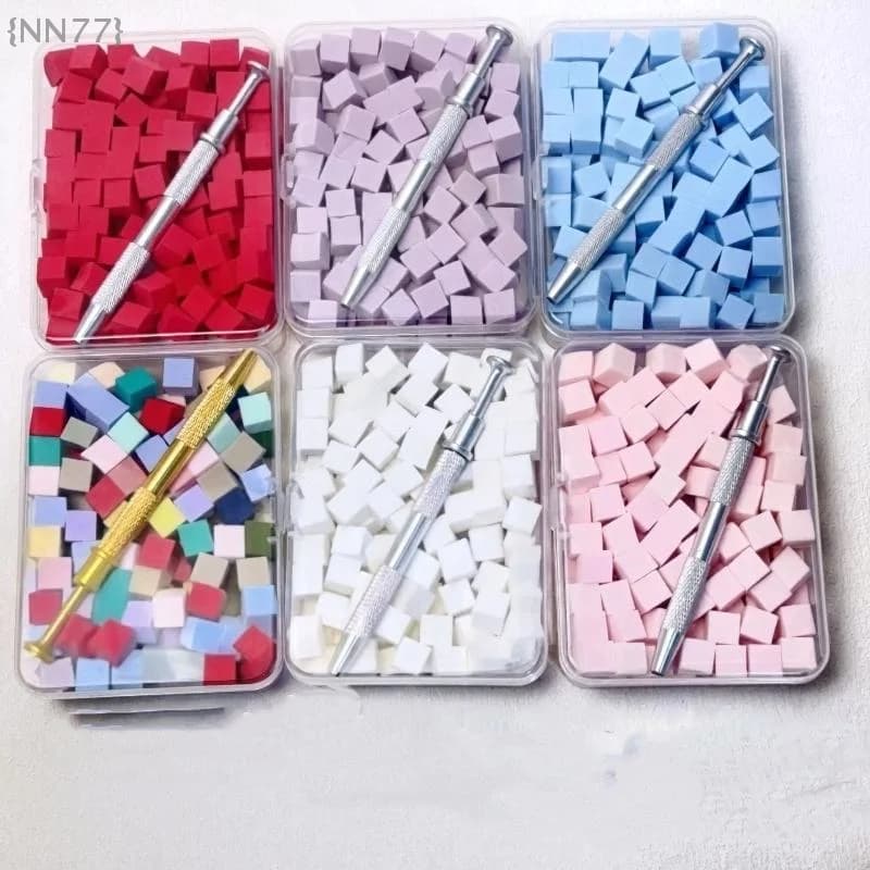 100 pezzi/scatola pennelli in spugna per nail art sfumati - con strumenti per accessori per manicure in polvere glitterata per smalto gel