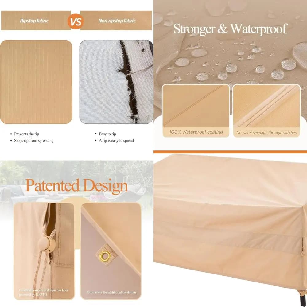 Coprisedile a due posti, impermeabile, resistente ai raggi UV e antivento, 58 x 40 x 35, Beige
