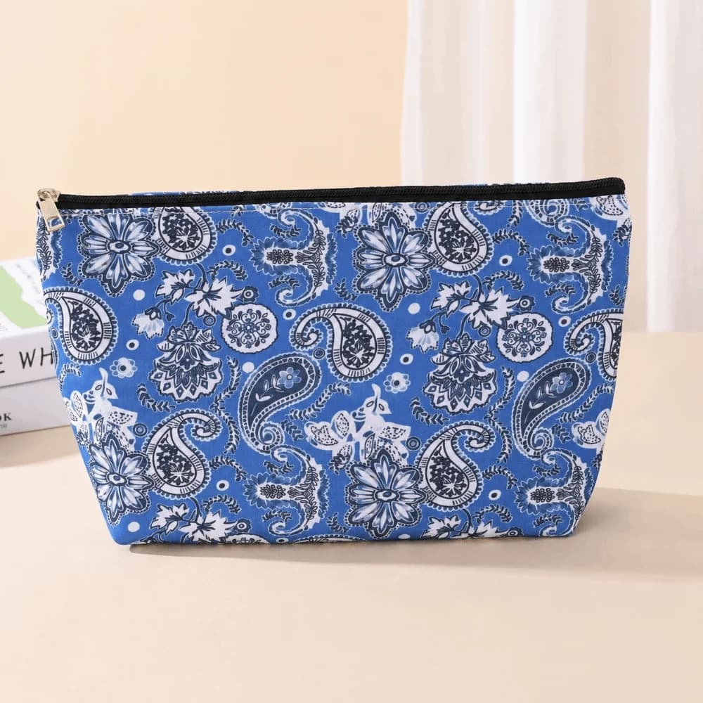 Shockproof Mahjong Storage Bag Zipper Closure Patterned Makeup Pouch Easy to Clean Flat Bottom Toiletry Organizer Mahjong Tiles