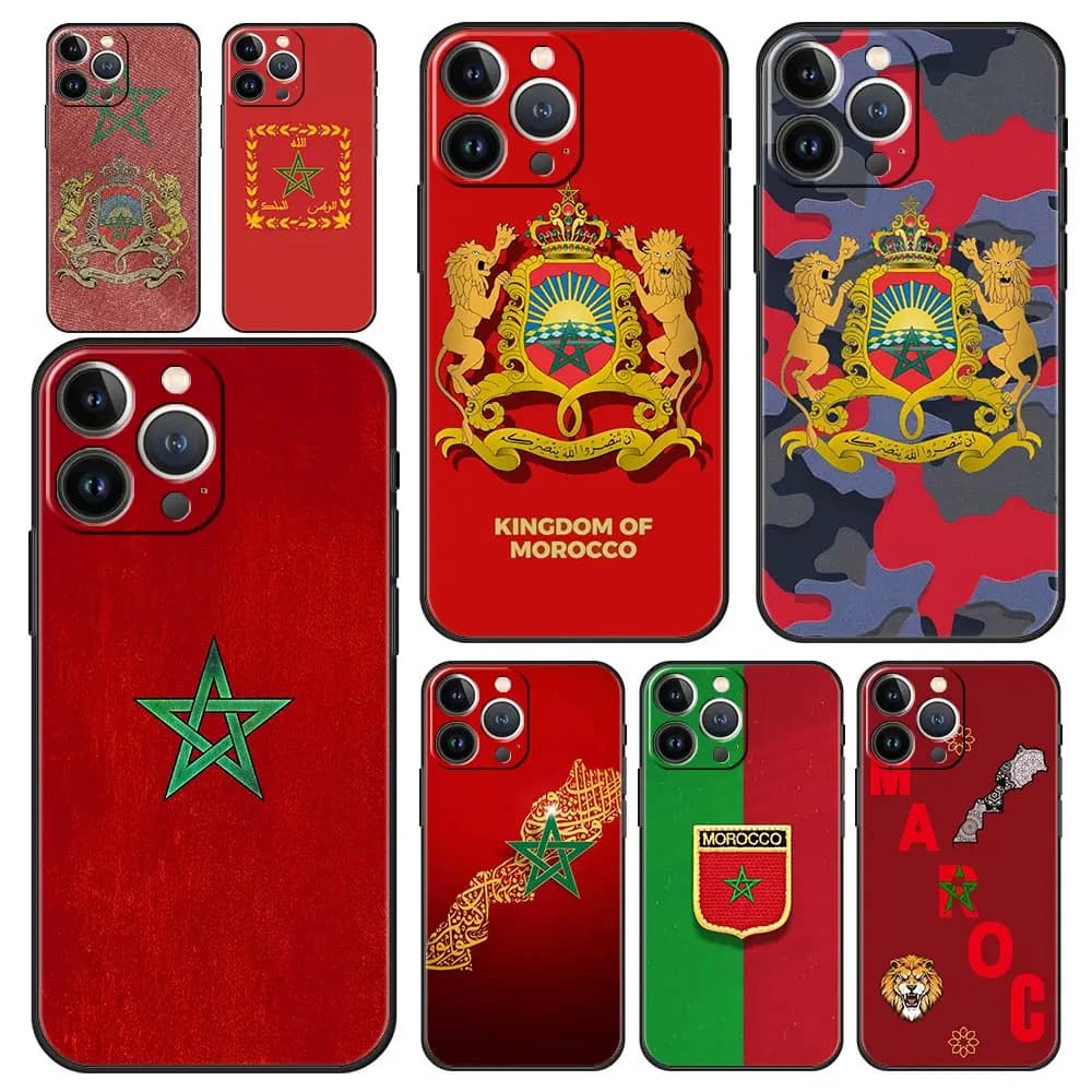 Moroccan Passport Flag Phone Case For iPhone 17 16 15 11 12 14 13 Pro Max Mini XS X XR 7 Plus 17E Air Shockproof Silicone Cover