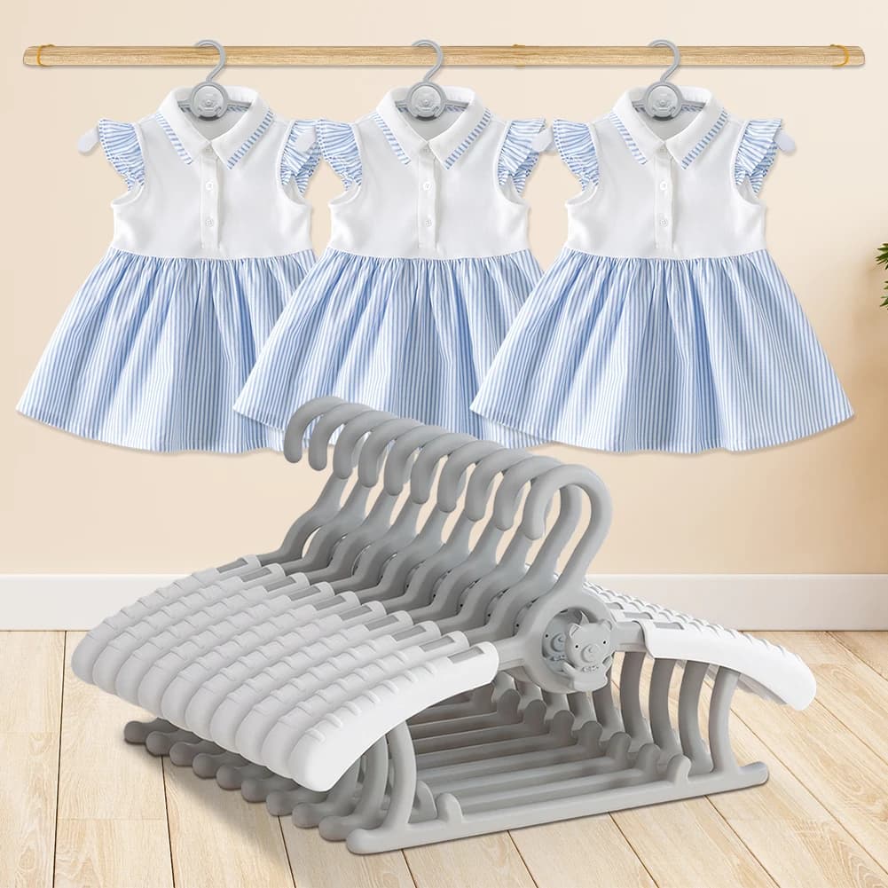 10Pcs Extendable Nursery Closet Hanger Kids Clothes Hanger Pants Hanger for Girl Kids