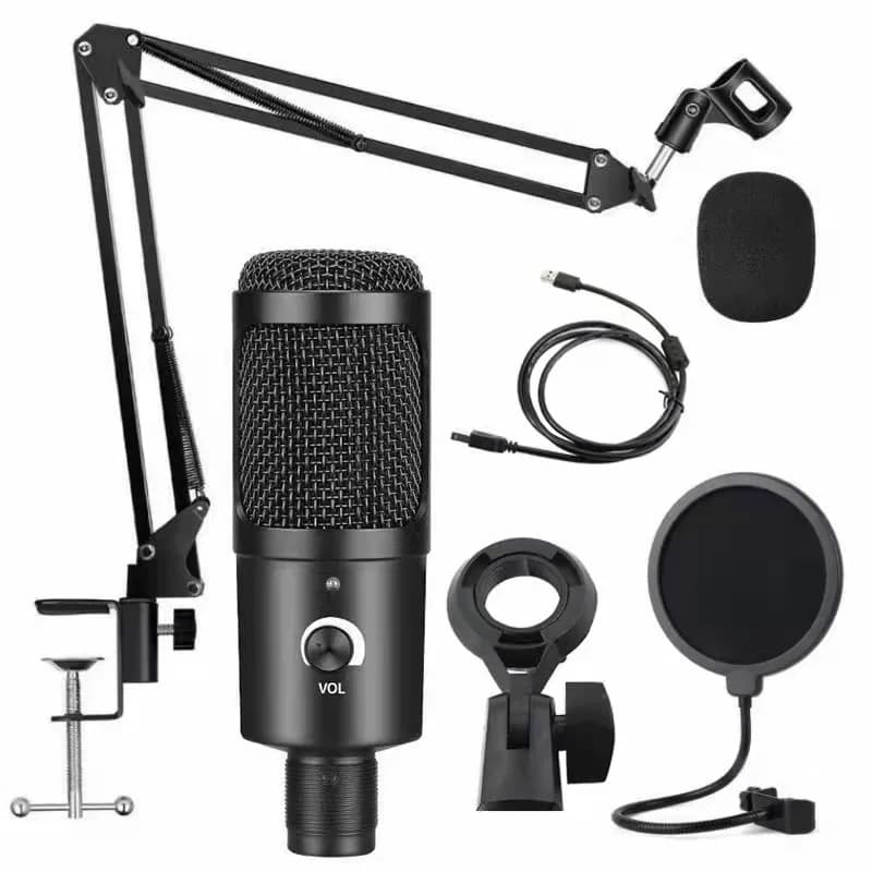 Microfono da registrazione con microfono a condensatore USB con supporto per PC Computer portatile Canto Giochi Soggiorno Streaming Karaoke Youtube