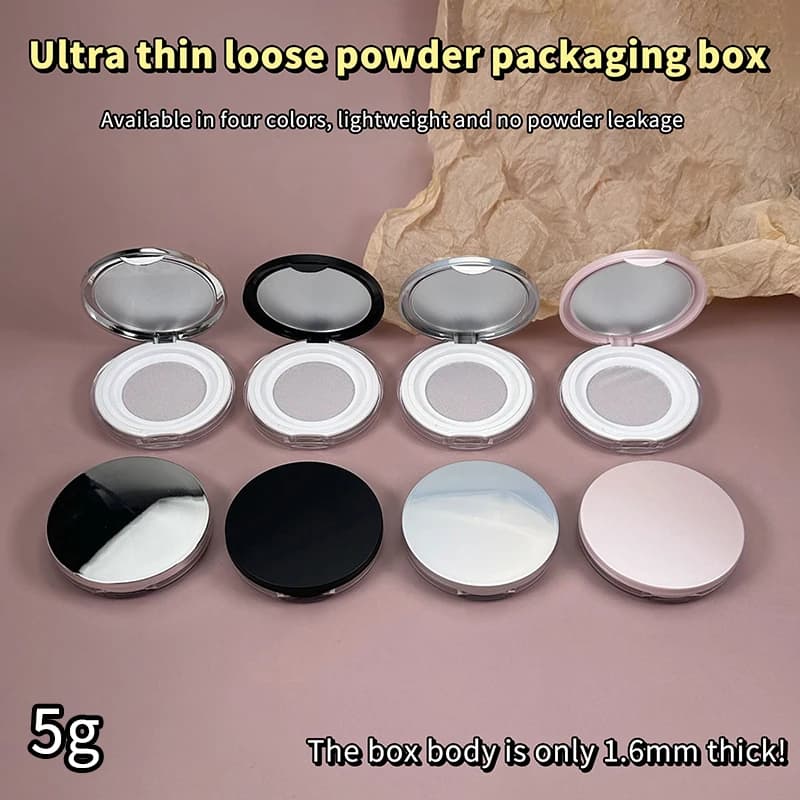 aHMa 1 pc 5g Portable Ultra-thin Plastic Powder Box Pentola loose Travel Makeup Jar Sink Container with Mirror