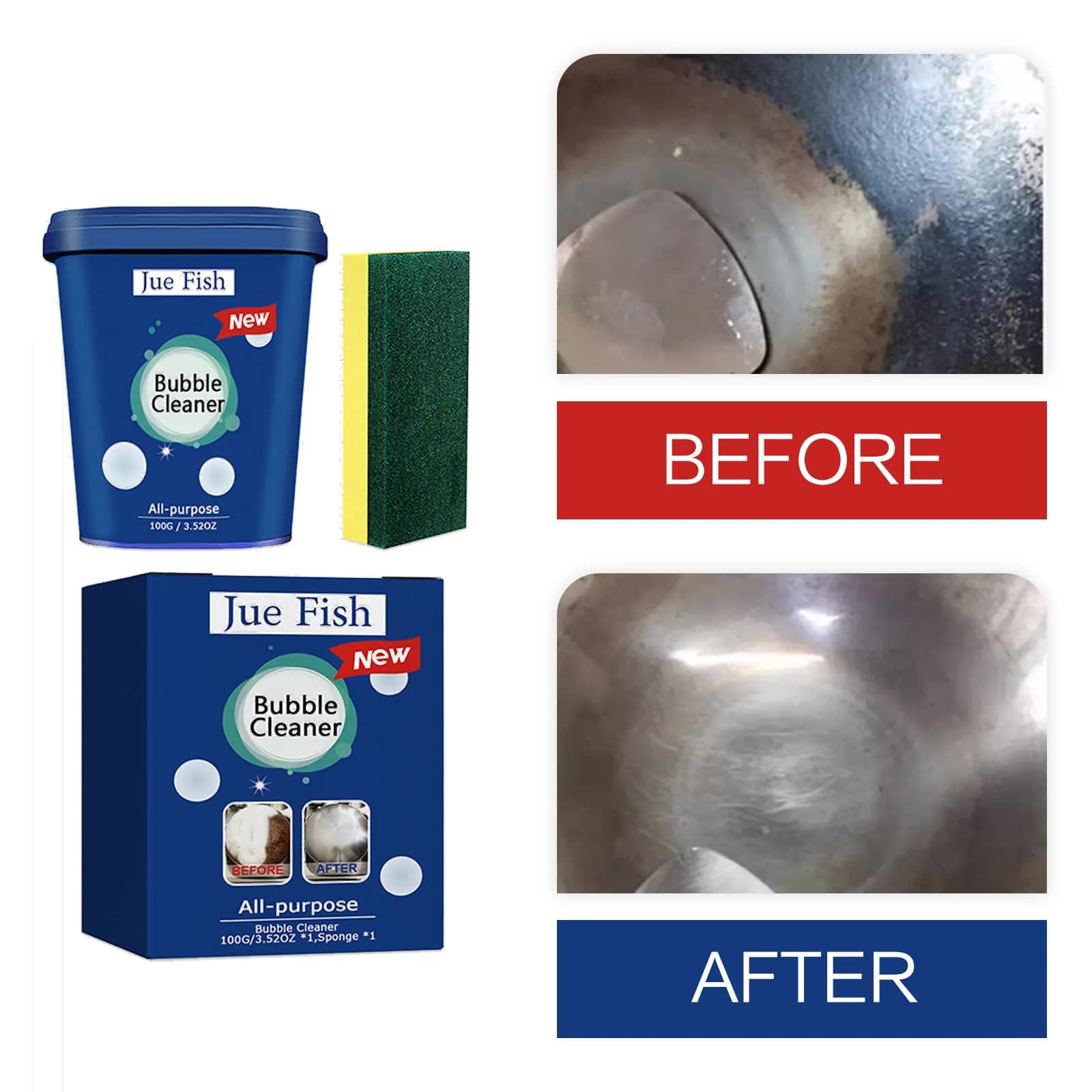 Pentole per la pulizia della crema Pentola Detergente per la scala nera Pentole per la rimozione della ruggine Pulizia della padella Lucidatura del fondo Crema detergente per l'acciaio inossidabile