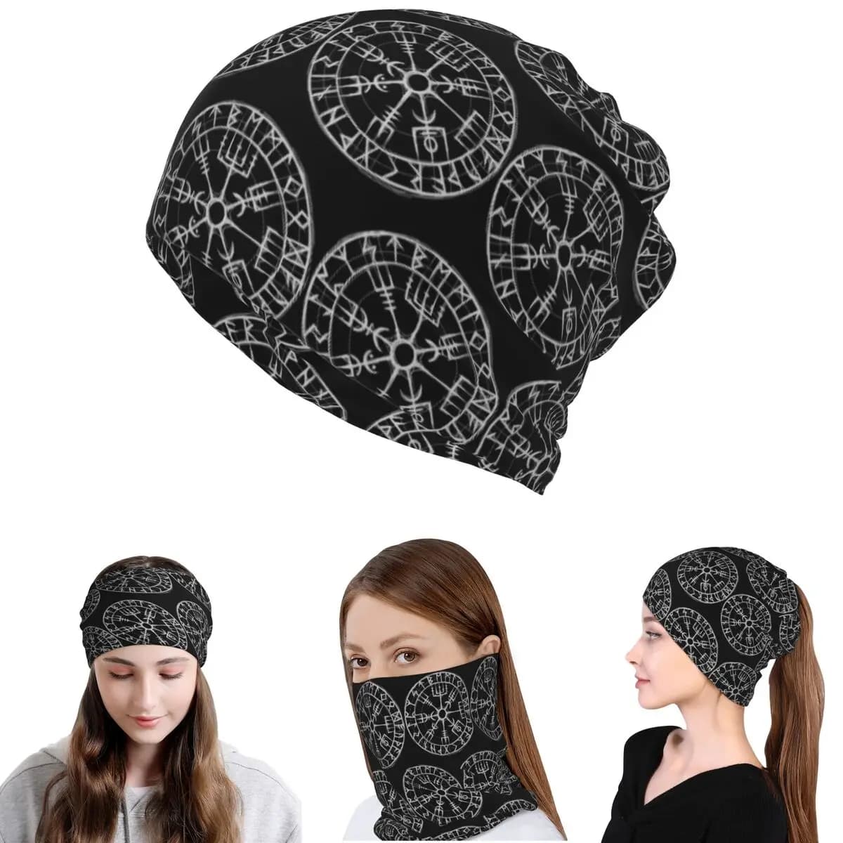 Bandana Multifunzione Viking Mythology Vegvisir Shield Valhalla: Scaldacollo, Maschera, Sciarpa, Fascia per Capelli, Berretto Unisex per Adulti, Lavabile