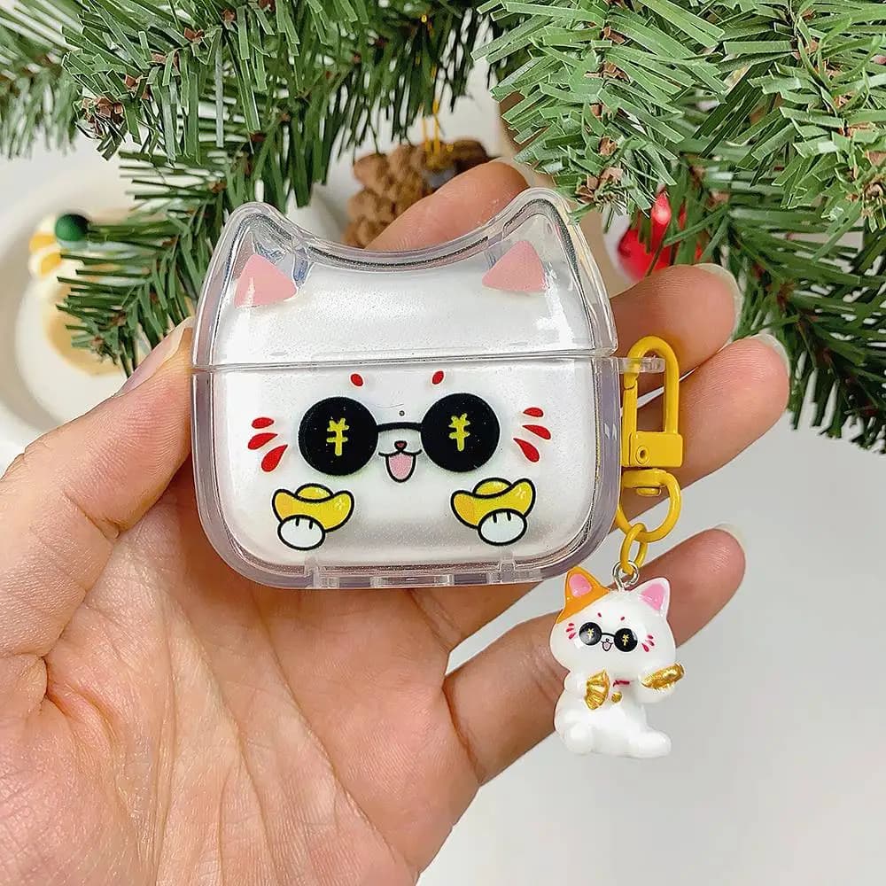 Cute Lucky Cat Dustproof Shockproof Earphone Case For AirPods 4 3 Pro 2 Pro3 Wireless Bluetooth Earphone Protective Cover