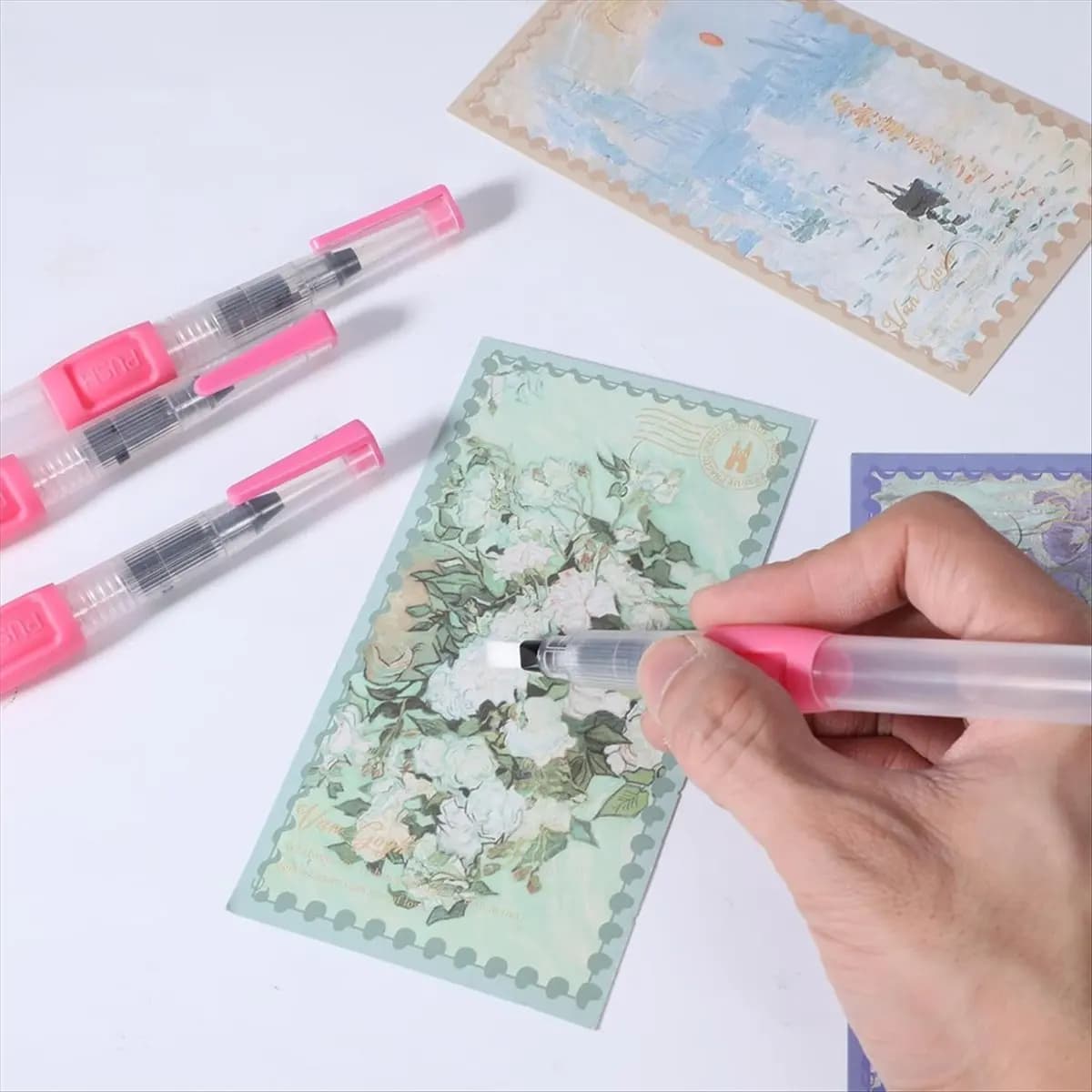A73P 6Pcs Brushes for Painting Watercolor Brush Fountain Pen Nylon Paint Brush Set for Calligraphy Art Supplies Pink