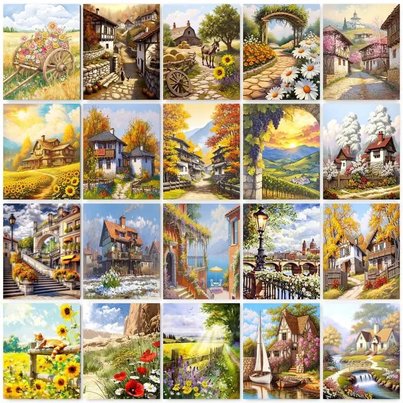 GATYZTORY Painting By Numbers Acrylic paints Pictures By Numbers Landscape Easy Acrylic on Canvas Arts and Crafts Art Supplies