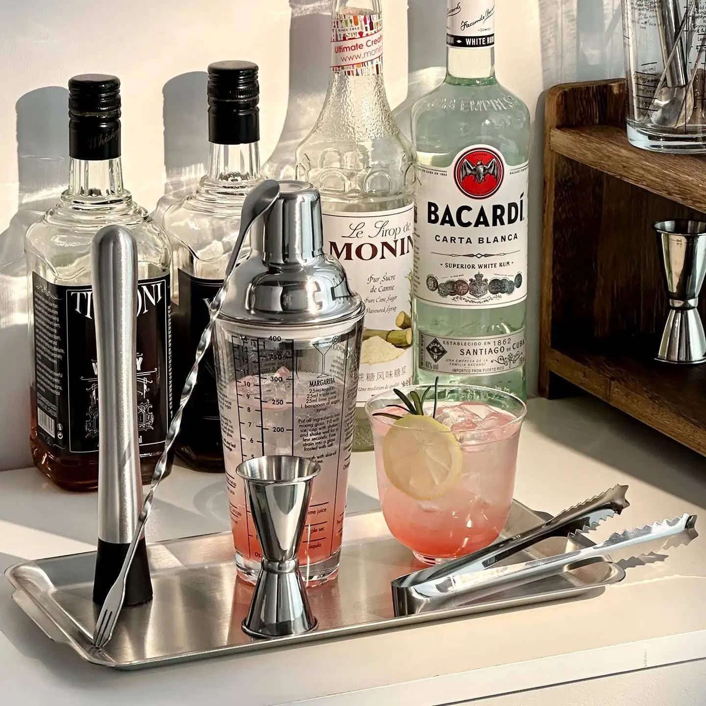 Set di shaker in acciaio inossidabile 304 per cocktail, kit da bar portatile per miscelare bevande e preparare cocktail