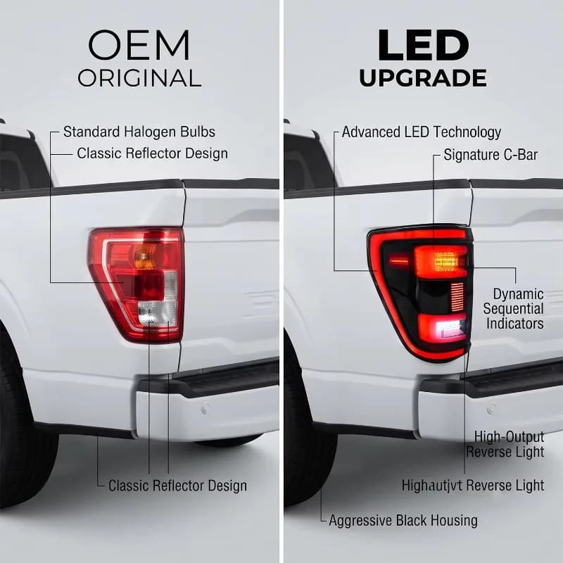 LED Tail Lights For Ford F150 F-150 2021-2023 XLT Only Blind Spot Detector Ready Sequential Rear Lamps Dark Smoked