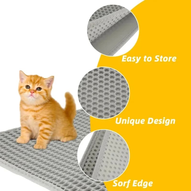 90X60 CM Lettiera Per Gatti Impermeabile Doppio Strato Lettiera Per Animali Domestici Zerbino Pet Toilette Gatto Antiscivolo Sabbia Gatto Lavabile tPet Pulito