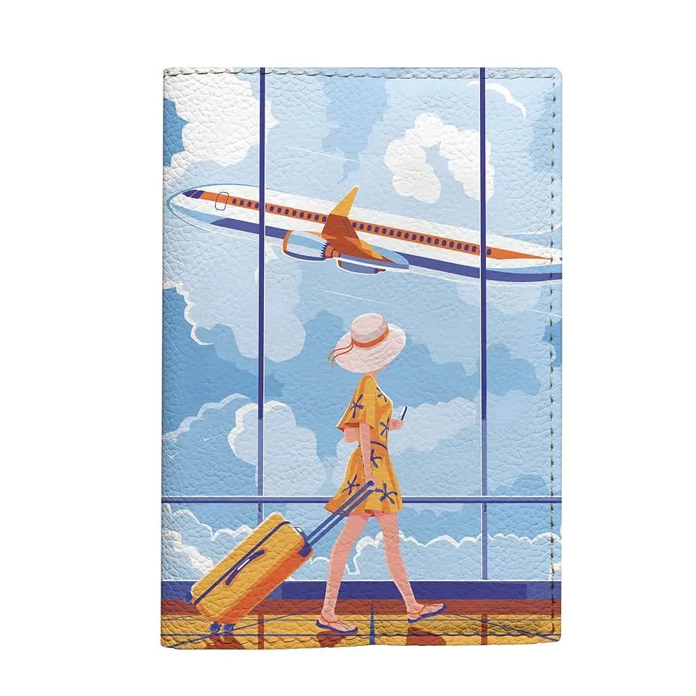 Vibes Fashion Porta passaporto da viaggio per ragazza e donna, porta documenti, aereo, cielo blu