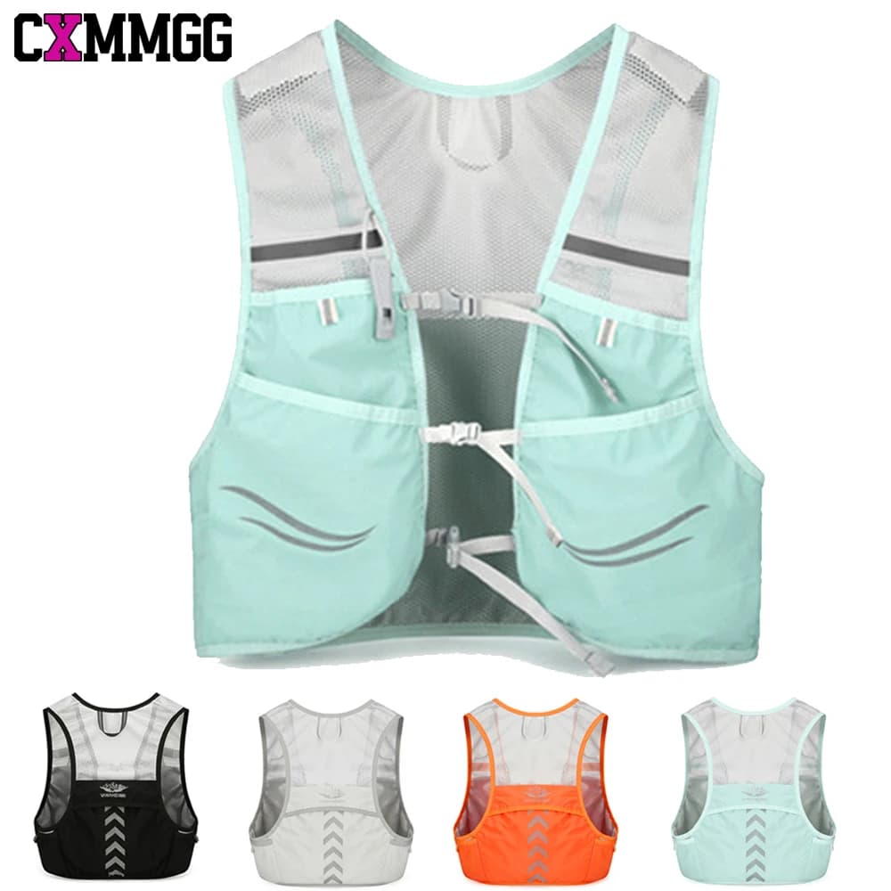 CXMMGG New Running Water Bottle Storage Vest Lightweight Running Vest Reflective Hydration Water Chest Pack With Phone Holder