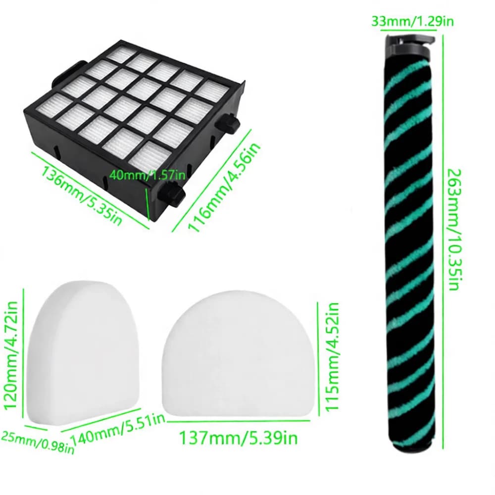 HEPA Filter Foam Felt Roller Brush Set Compatible With Shark AZ4000 AZ4002 AZ400C Vacuum Cleaner Accessory Parts Kit