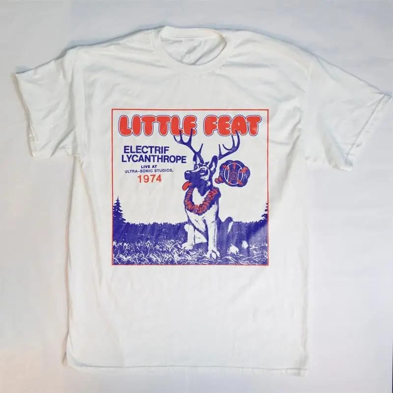 Maglietta bianca dell'album Little Feat Electrif Lycanthrope taglia S 5XL