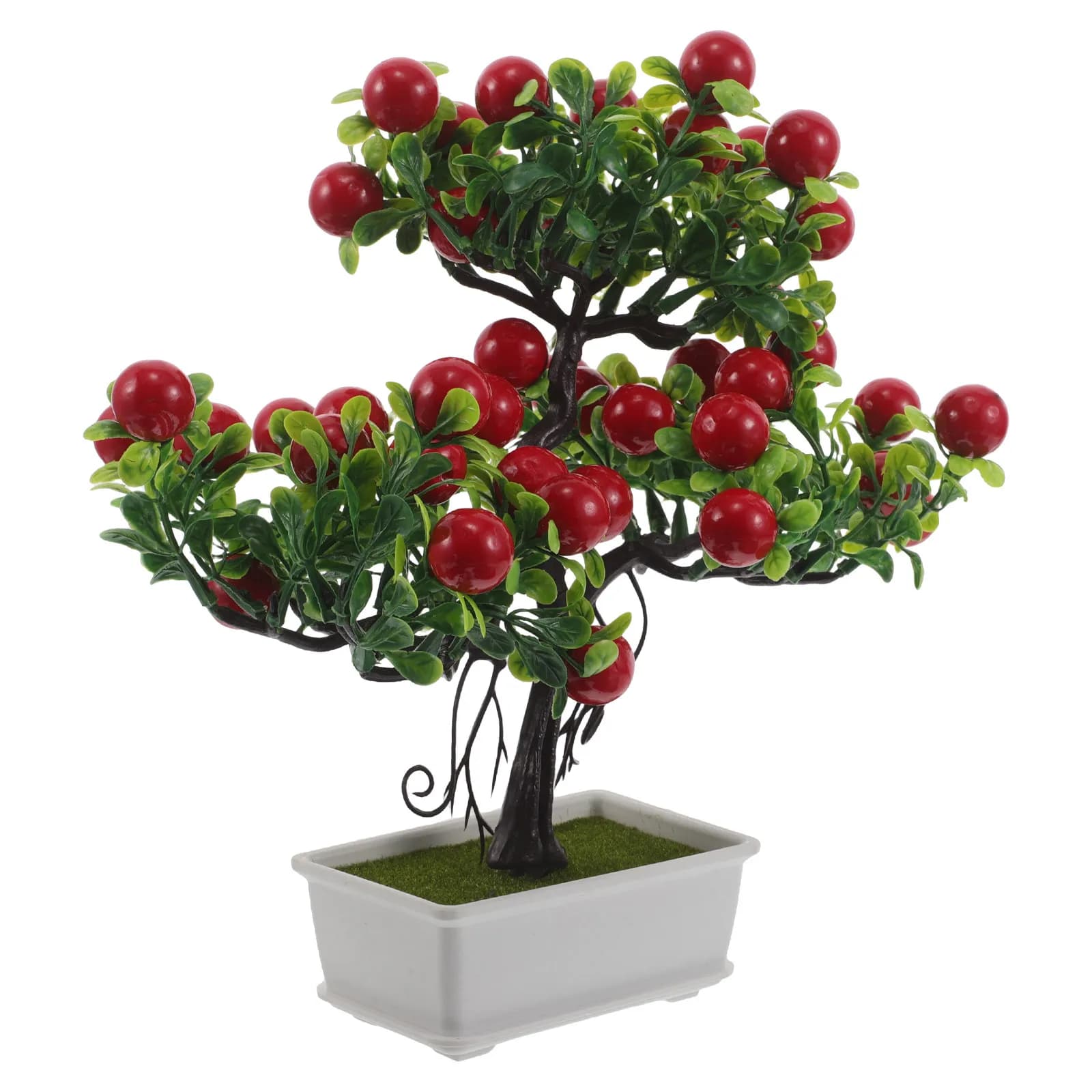 Bonsai Artificiale Realistico con Frutta Finta, Pianta in Vaso Decorativa per Casa, Ufficio, Soggiorno, Tavolo, Verde Decorativo dall'Aspetto Realistico
