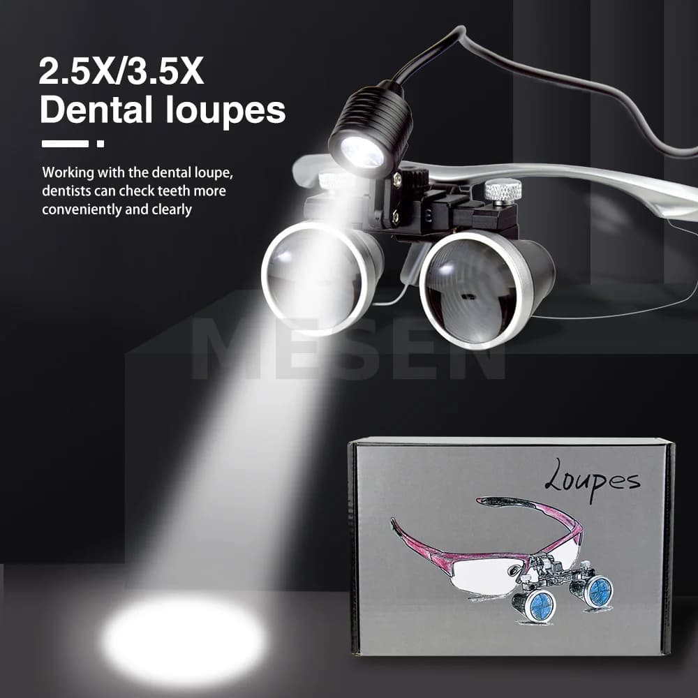 2.5X 3.5X Dental Medical Binoculars Magnifier 5W Spotlight Headlight Dental Loupes Surgical Magnifying Lenses