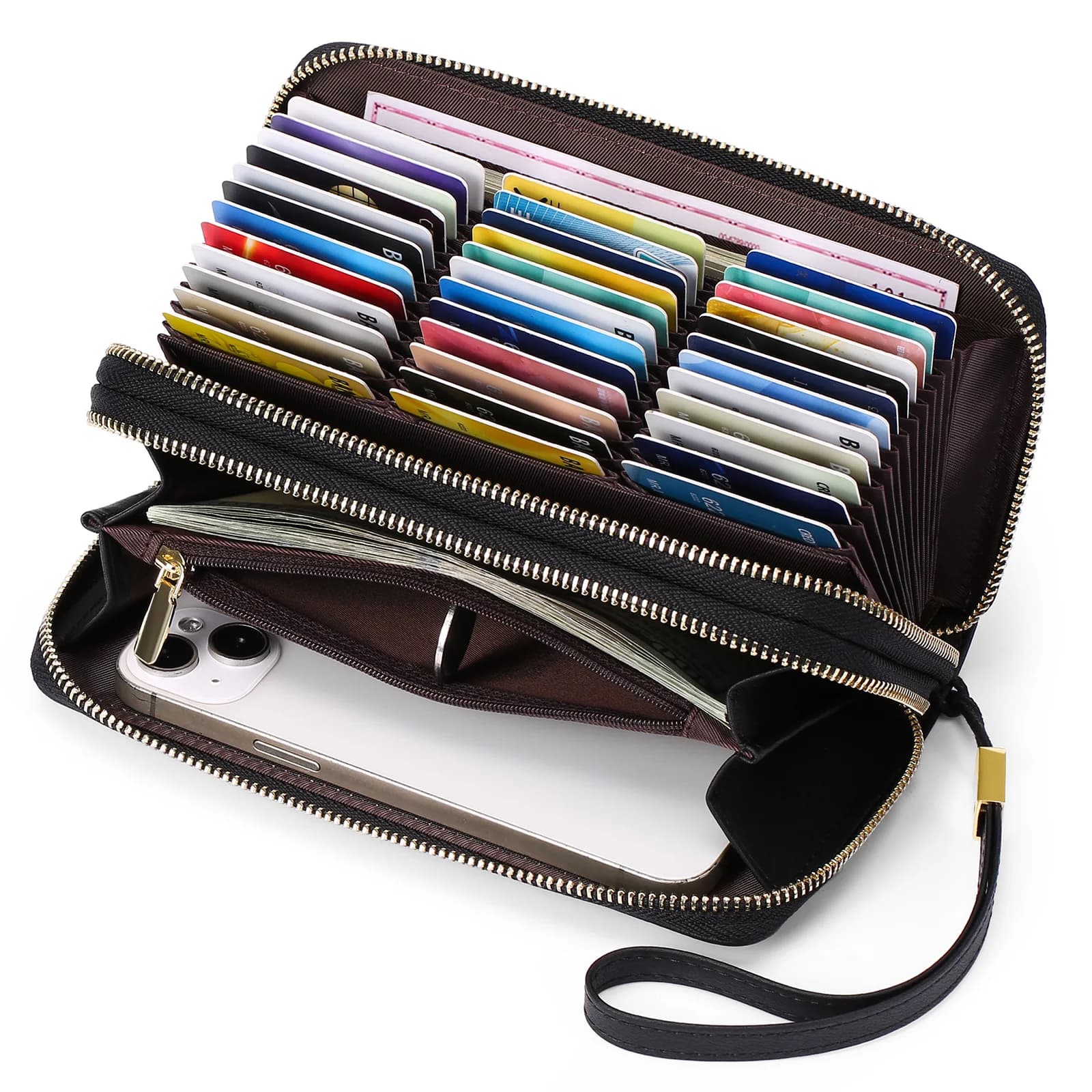 Borsa per carte di credito antifurto RFID lunga da donna Pochette in pelle PU Porta passaporto Portafoglio da uomo Pochette Billetera femminile