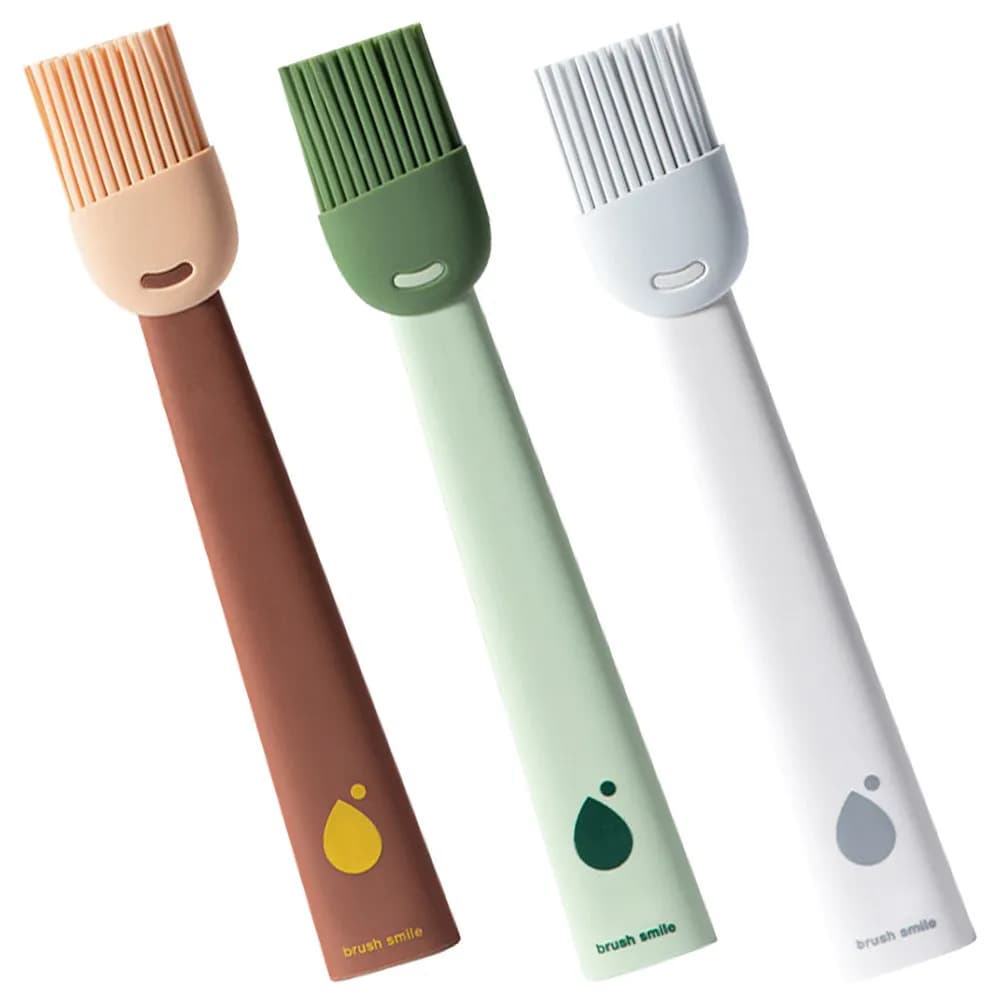 Set di 3 Pennelli in Silicone per Barbecue, Grigliate, Pasticceria, Cucina, Applicazione di Olio e Salse, Facile da Pulire, Portatile per Cucina