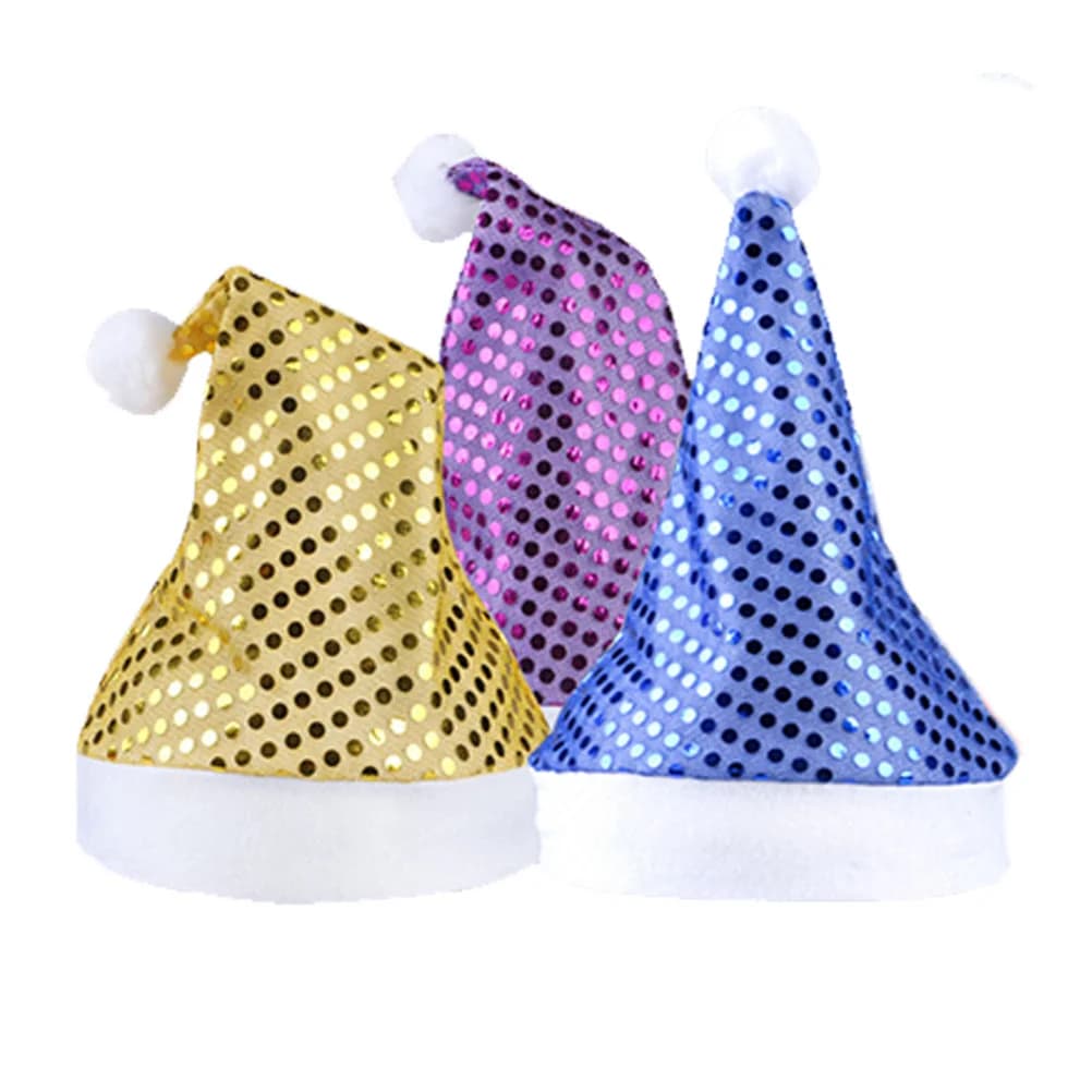 Cappello da Babbo Natale lucido Decorazione per la testa di Natale per adulti Berretto con paillettes glitterato per l'atmosfera festosa di feste Cappello da Babbo Natale dorato